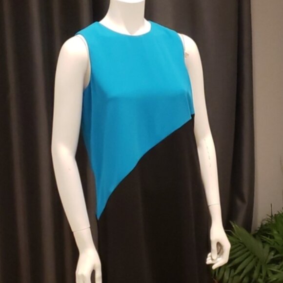 Calvin Klein Black and teal sheath dress Size L work dress - Picture 4 of 4